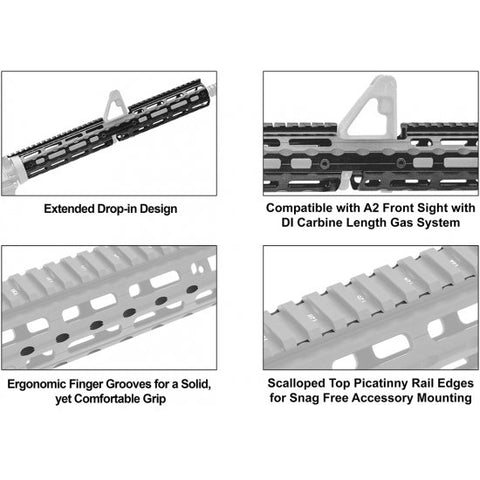 UTG PRO AR15 SUPER SLIM M-LOK 15" DROP-IN CAR. LENGTH RAIL - UPK