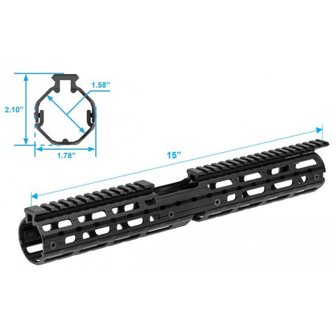 UTG PRO AR15 SUPER SLIM M-LOK 15" DROP-IN CAR. LENGTH RAIL - UPK